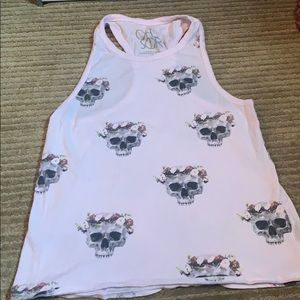 CHASER size XS pink Racerback skull tank